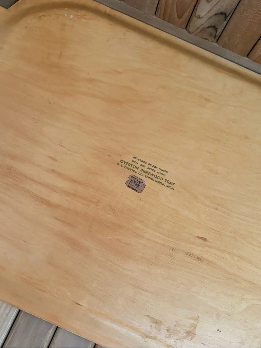 S.E. Overton Bentwood Vintage Serving Tray, Mid-Century Wood